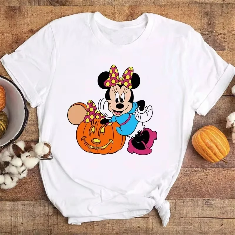 

Disney Y2k Halloween Mickey Print T-shirt Women Fashion Short Sleeve Boys Clothes Family Matching Outfits Kids Clothes Girls