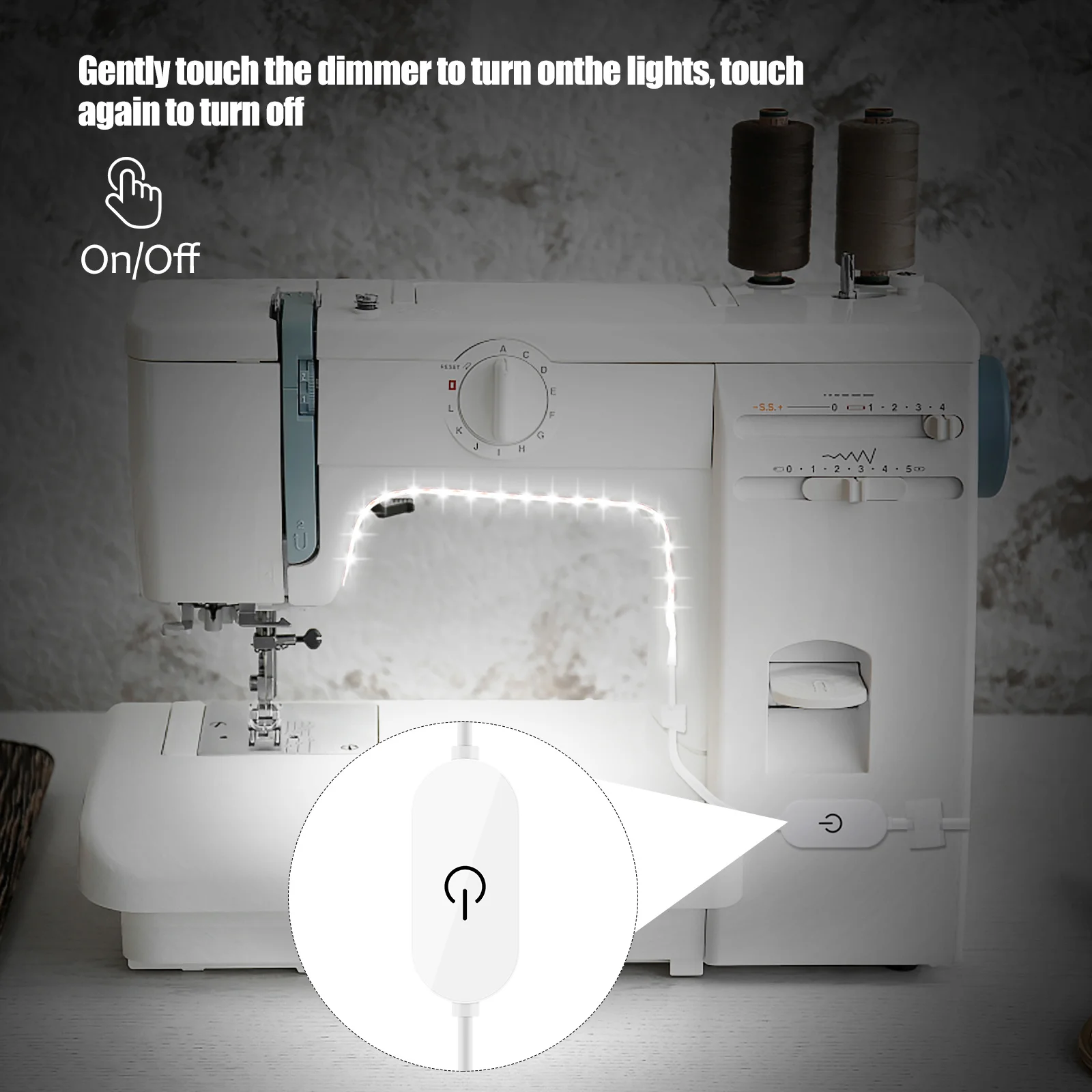 شريط إضاءة LED رفيع بطول 2 متر لآلة الخياطة 5 فولت USB 6500K مصباح توفير الطاقة ذاتي اللصق قابل للقطع لرف الخلفية