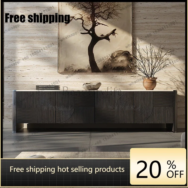 Hot Italian light luxury marble TV cabinet living room high sense carving modern villa storage locker