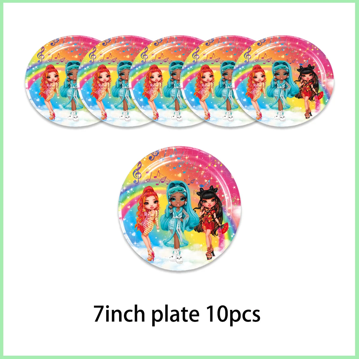 Rainbow Doll High School Girl Theme Birthday Party Decor Disposable Tableware Balloon Backdrop For Baby Shower Music Girls Gifts