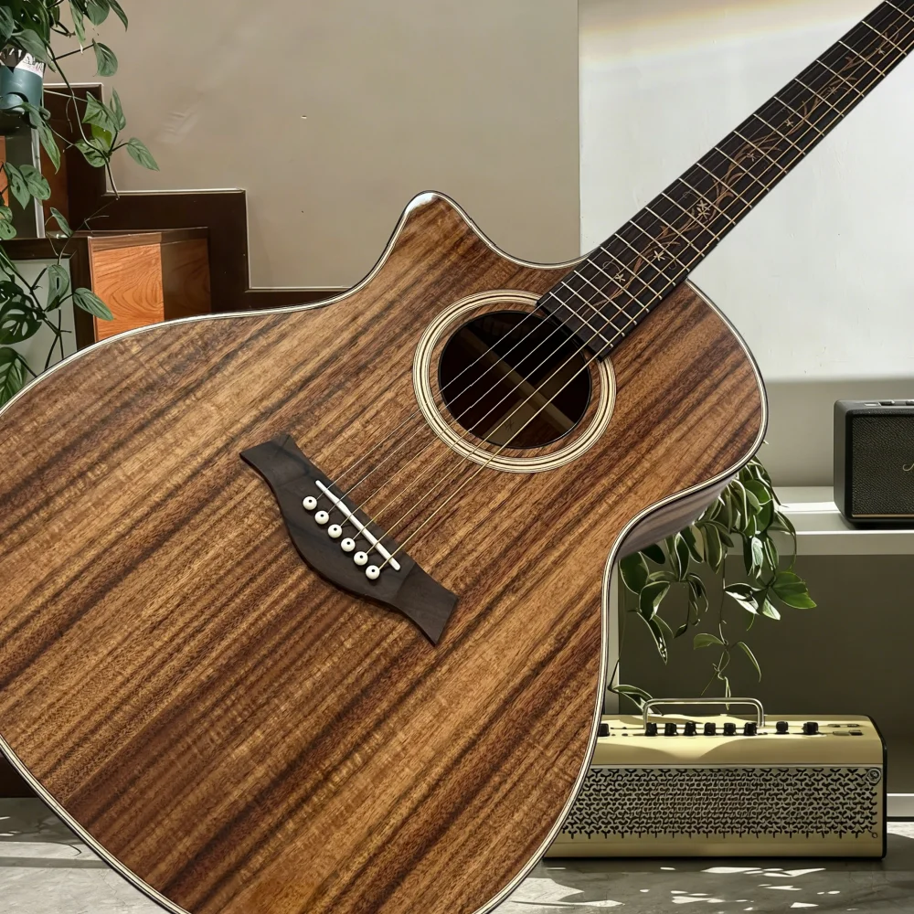 K-serie akoestische gitaar linkerhand KOA body prachtige carving geluid warm country blues folk 6 snaren beginners gratis verzending