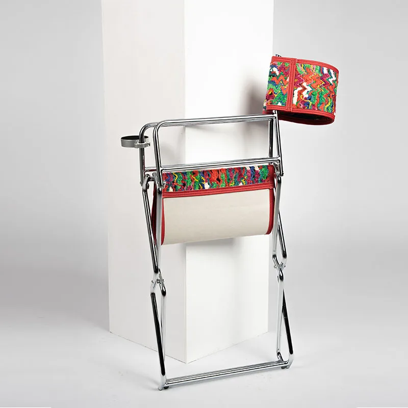 Outdoor Leisure Fun Fabric Dining Chair, Folding Chair, Home Backrest Chair, Foldable and Storable with Cup Holder