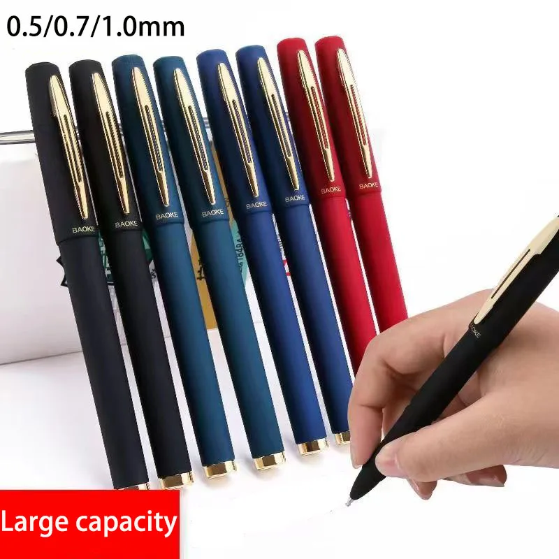 3pcs Large Capacity Gel Pen 1.0/0.7/0.5mm Signature Calligraphy Handwriting Pens Carbon Black/Blue/Red ink Office Accessories