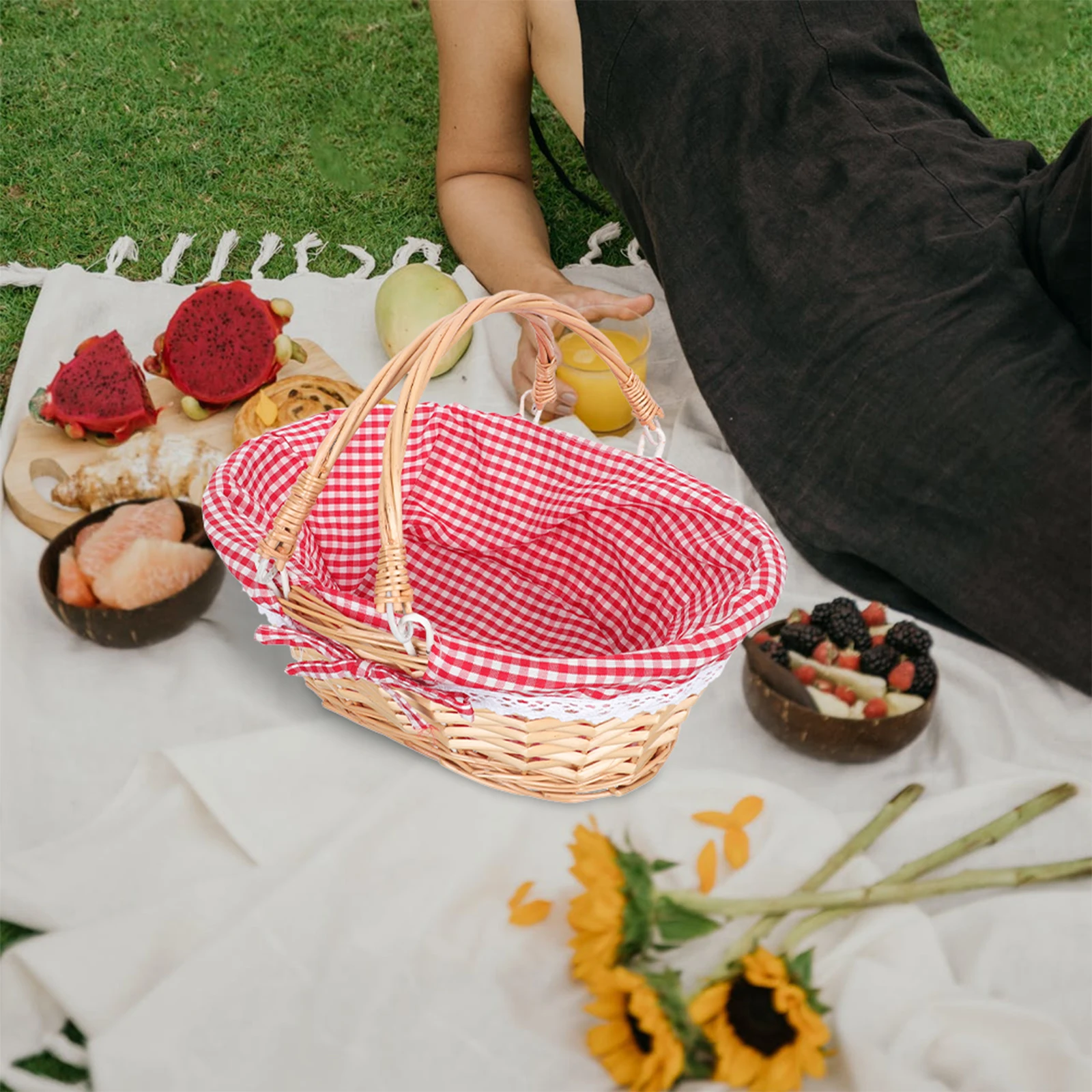 

1pcs Woven Storage Basket Rattan Hemp Cloth Compact Size For Home Decor Desktop Organizer Sundries Fruit Books Remote Storage