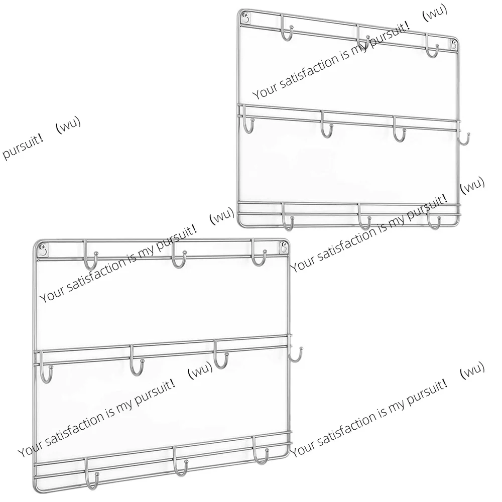 

Set of 2 Wall Mounted 3-Tier Metal Coffee Cup Holder with 10 Hooks Ideal Kitchen Dining Room Space Saving Storage