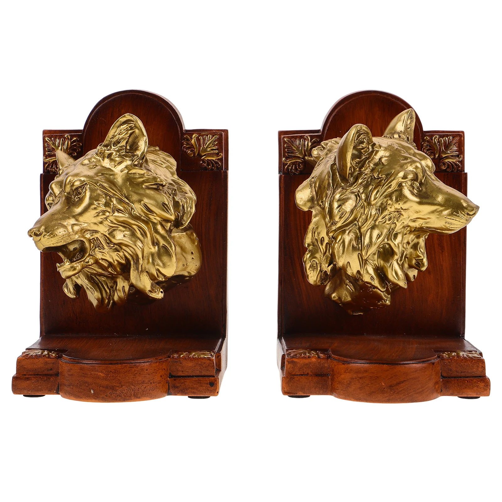 

Wolf Head Bookends Resin Crafted Book Stands Strong Load Bearing Capacity Office Accessories Retro Decorative