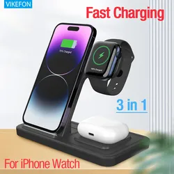 30W 3 in 1 Wireless Charger Stand For iPhone 15 14 13 12 11 Pro Max Apple Watch 9 8 7 6 SE AirPods Pro 2 3 Fast Charging Station