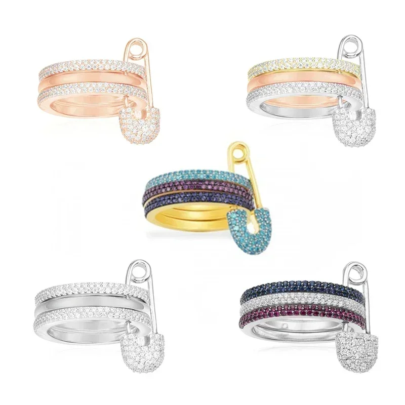 

LI KI, высококачественное кольцо с булавкой 925, многоцветное темпераментное универсальное элегантное ювелирное изделие, подарки для друзей