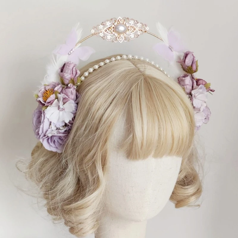 Diademas para niña, elegante, decoración flores hecha a mano, adorno para cabello