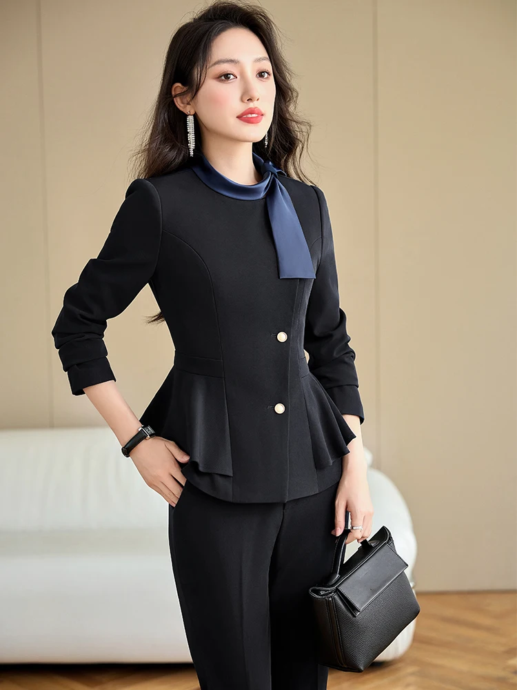 Apricot Blue Black Office Ladies Pant Suit Women Female Business Work Wear Formal Coat Blazer Jacket And Trouser 2 Piece Set