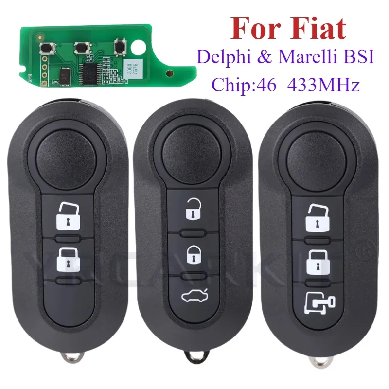 

For Fiat 500 MPV Bravo/Ducato Doblo Qubo Grande Punto Citroen Jumper Peugeot Boxer Delphi & Marelli Car Remote Key 433.92 ID46