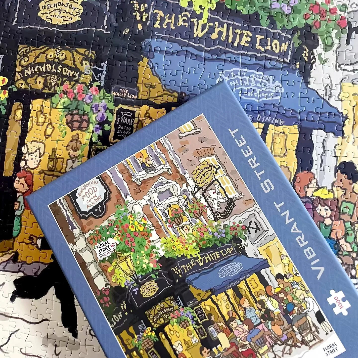 LanKa Rompecabezas de Terciopelo, 1000 Piezas Premium, Alivio del Estrés para Adultos, Juego de Relajación Creativa Cultural de Tarjeta Azul