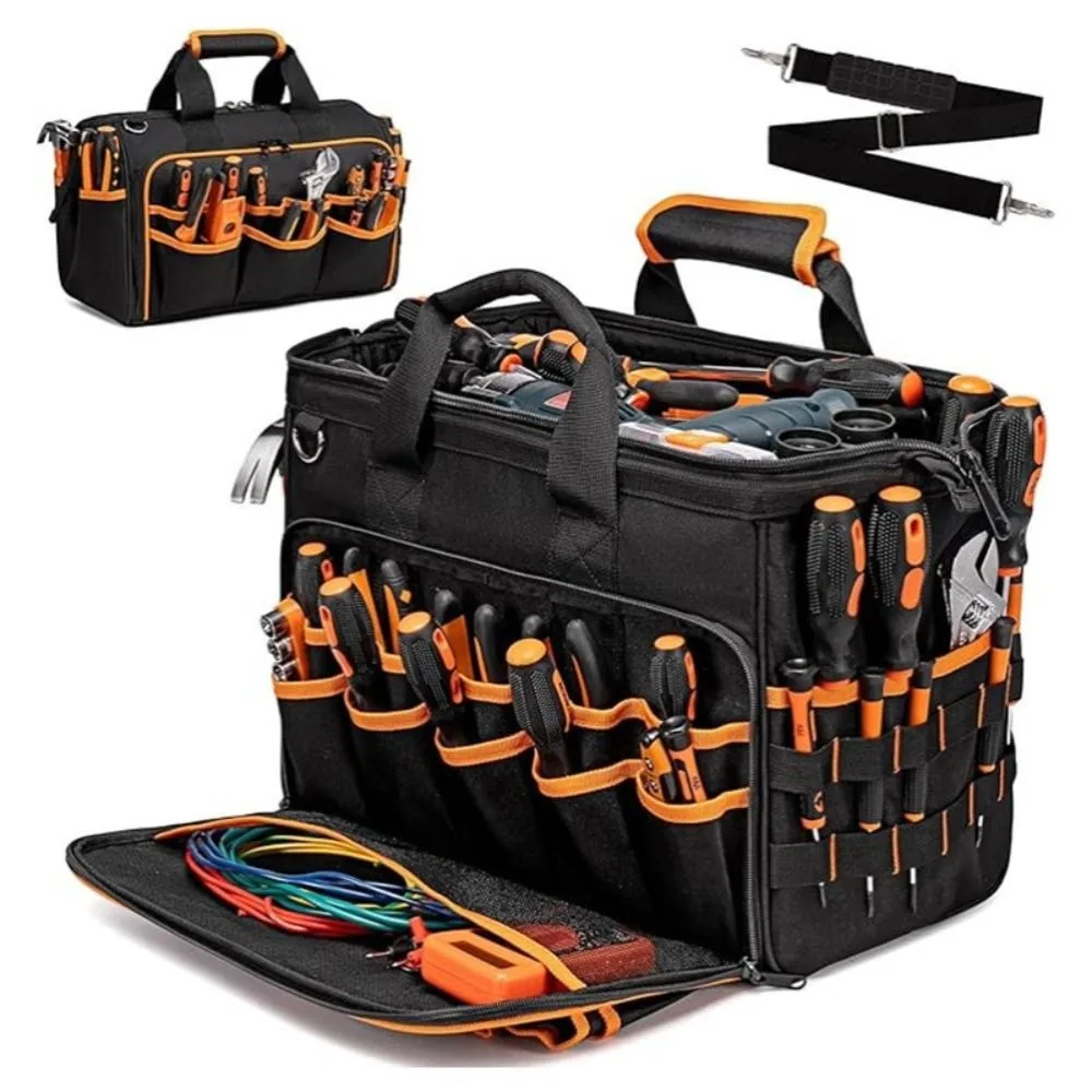 17''-large-capacity-portable-tool-kit-46-pockets-waterproof-electrician-tool-bag-with-shoulder-strap-thickened-toolkit