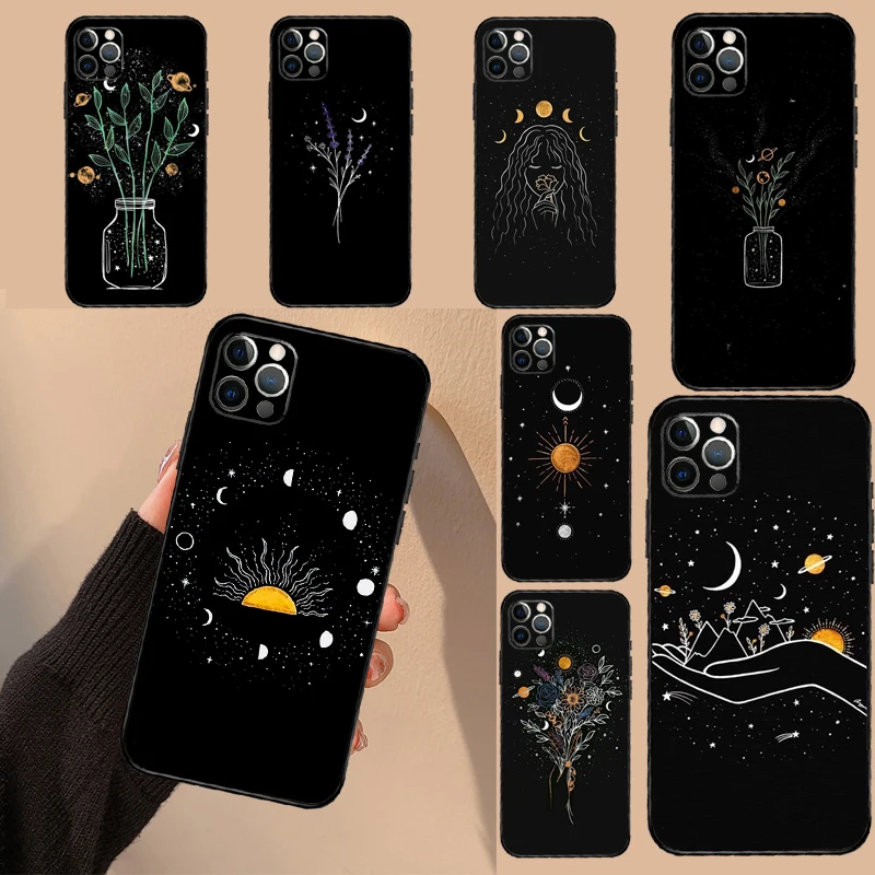 Constellations Stars Sun Moon Galaxy Phone Case For iPhone 17 Air 16 15 13 11 12 14 Pro Max mini 15 16 Plus 16e Protective Cover