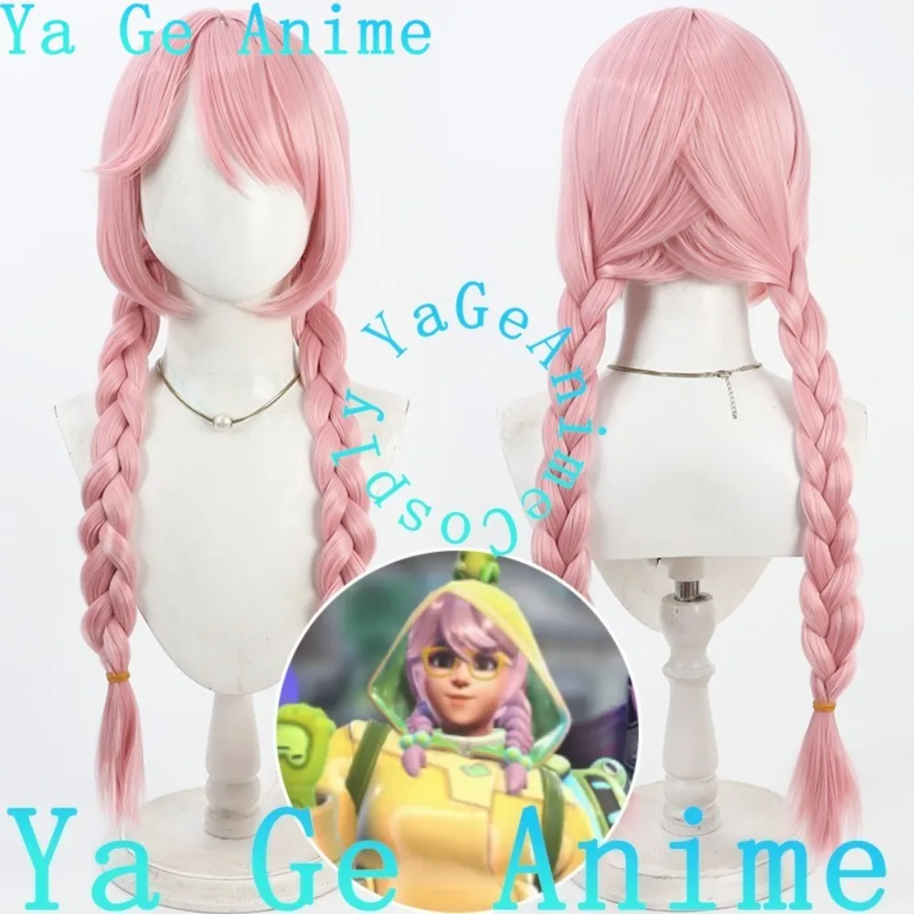 

Overwatch Mei Cosplay Wig with Realistic Scalp Pink Double Braids In Stock Fast Shipping