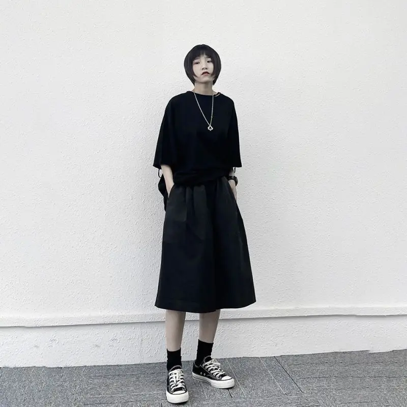 Wide Leg Pants Women Knee-length Unisex Summer Streetwear Ulzzang Vintage Personality Chic Couple Cool All-match Harajuku Y2k