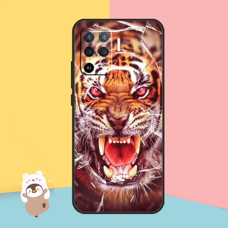 Ferocious Tiger Animal Case For OPPO A74 A93 A83 A91 A53S A9 A5 A31 A53 2020 A15 A16 A1K A52 A72 A94 A54 Cover