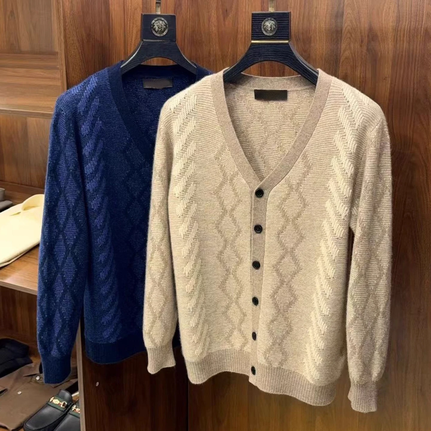 

Italy LP 25aw jacquard wool cashmere cardigan men's knitted sweater