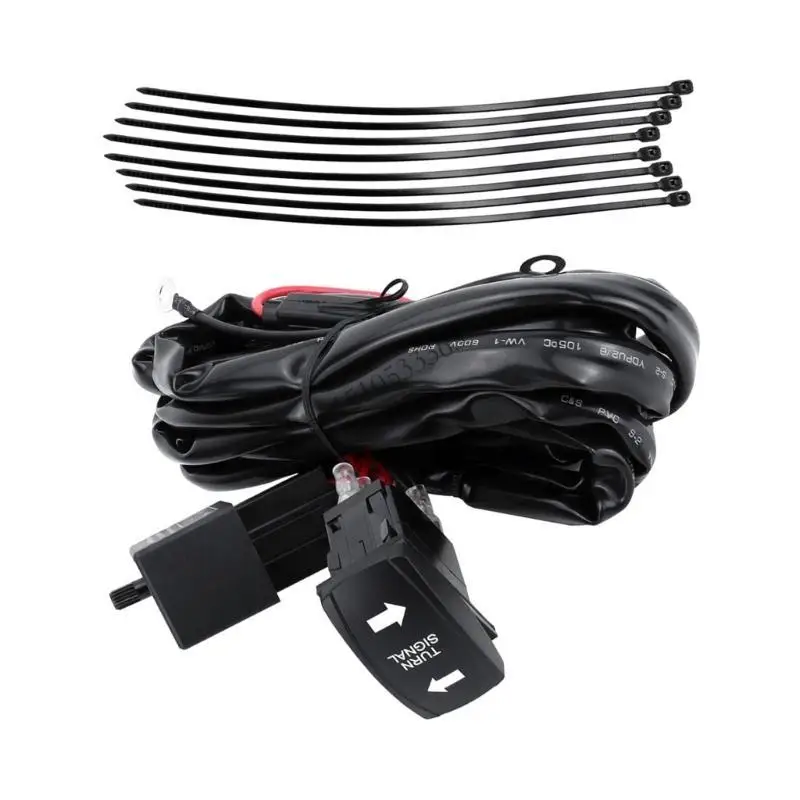 

090E Universal High Capacity 160W Wiring Harness with Lighted Whip for LED Light Bar Fog Light Suitable for UTV ATVs SUV