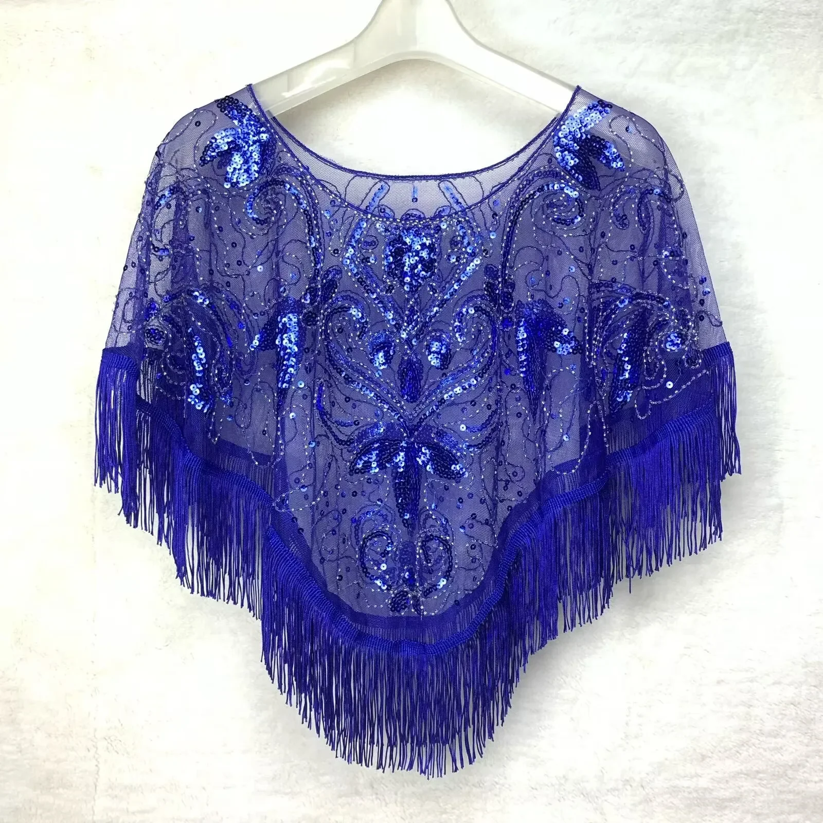 Summer Solid Color Woman Lace Knitted Cardigan Female Geometric Beaded Cloak Sequins Capelet Fringes O-Neck Office Lady Elegant