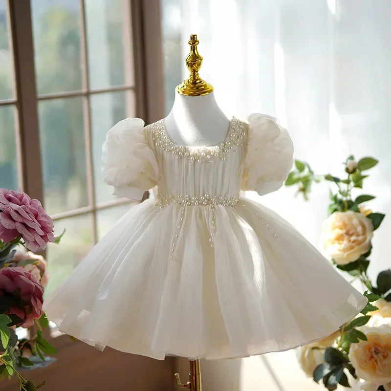 فساتين الفتيات زهرة الطفل فساتين الفتيات الجديدة للأطفال لؤلؤة طفل الأميرة توتو فستان حفلة عيد ميلاد ملابس الأطفال