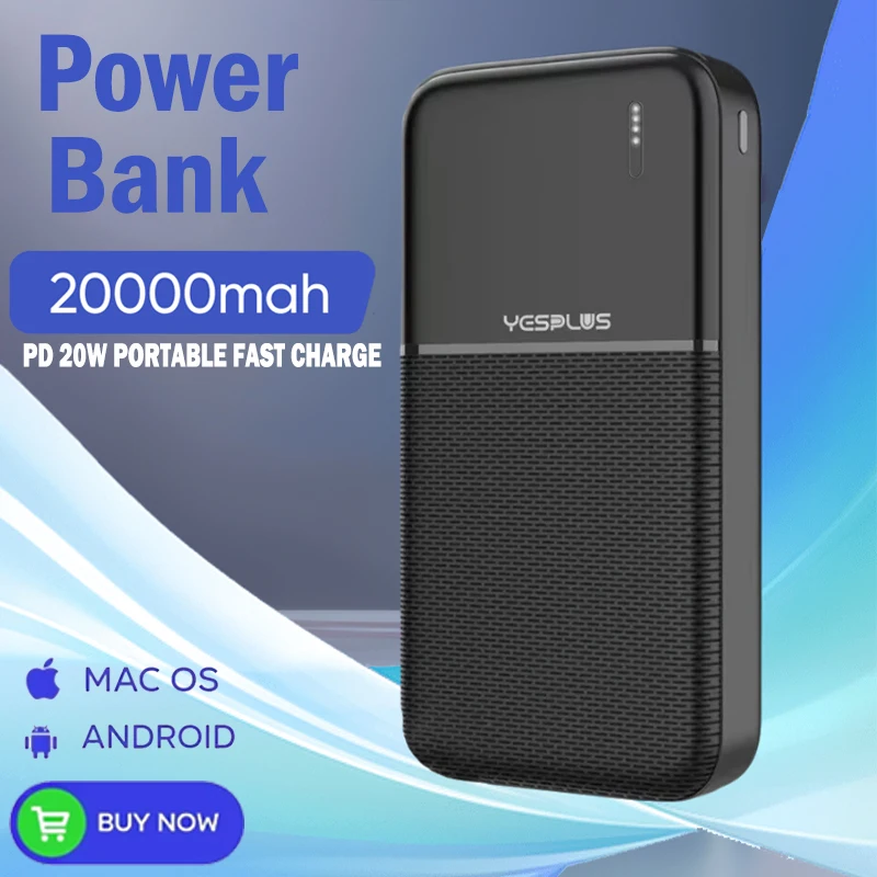 

New Generation 20000mAh Portable Power Bank PD 20W Fast Charge Power Bank for Xiaomi Huawei Samsung Spare External Battery