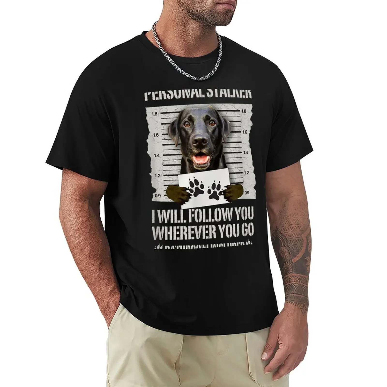 Summer Tops Customs Mens Workout Shirts Personal Stalker Black Labrador- Black Lab T-Shirt Men Clothing Graphic Oversized summer