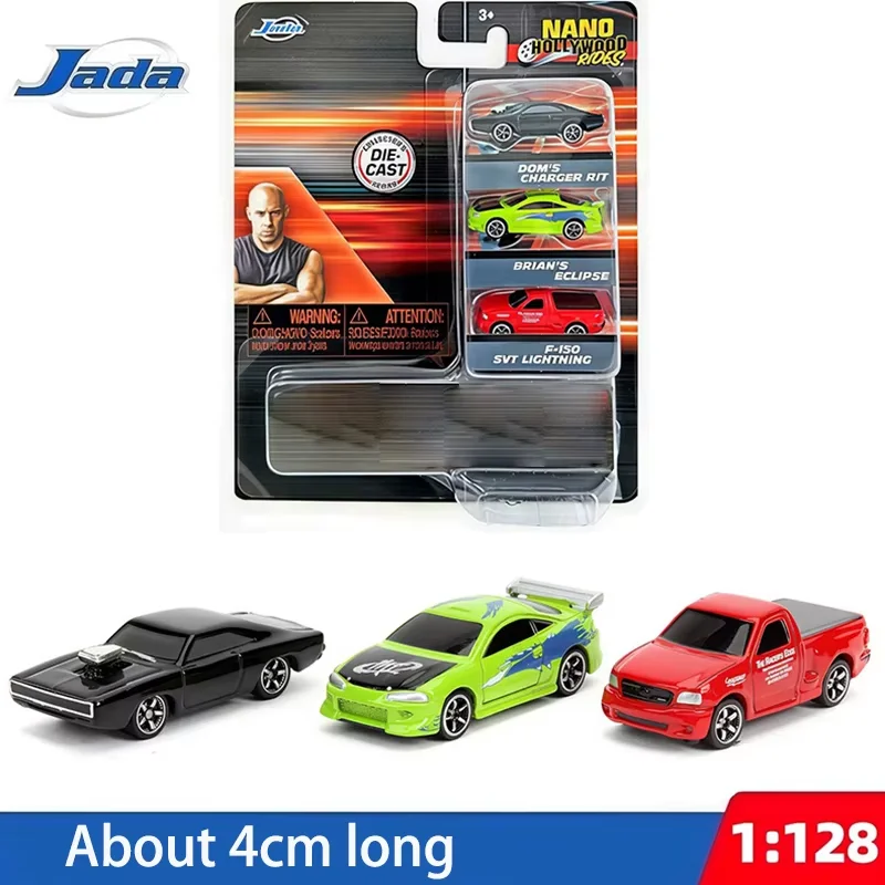 Jada 1:128 Scale Charger R/T & Eclipse & F-150 SVT Ligntning Mini Vehicle Set Alloy Car Model Collection Decorated Holiday Gifts
