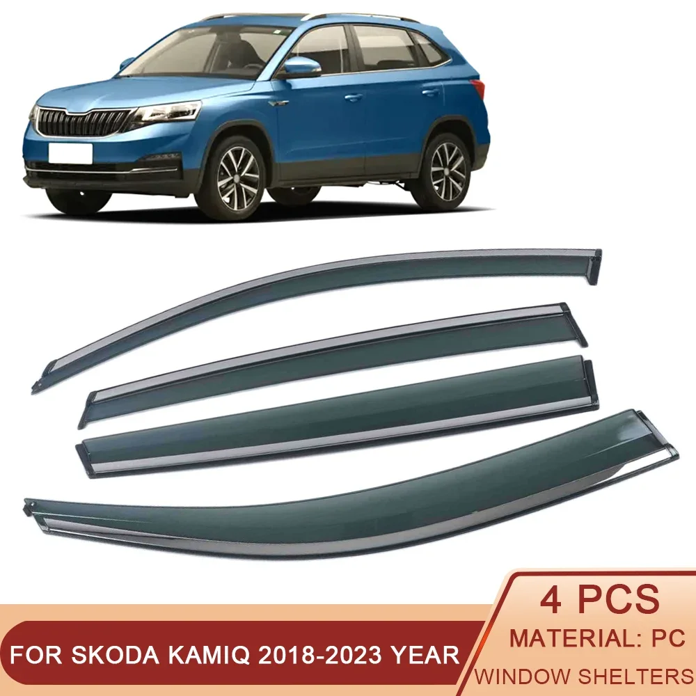 

For Skoda Kamiq 2018-2023 Car Window Sun Rain Shade Visors Shield Shelter Protector Sticker Exterior Accessories