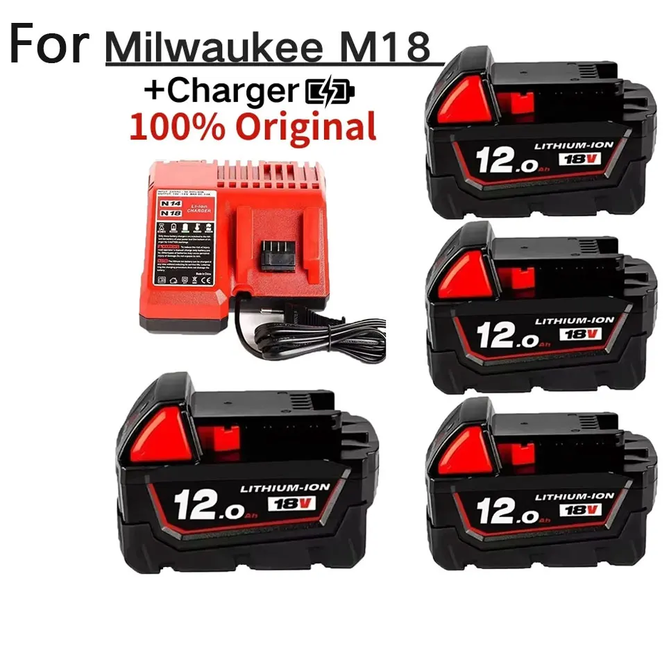 100 % für Milwaukee M18 18 V 12000 mAh 18650 Lithium-Ersatzakku für Milwaukee 48-11-1860 48-11-1850 48-11-1840 Werkzeugakku