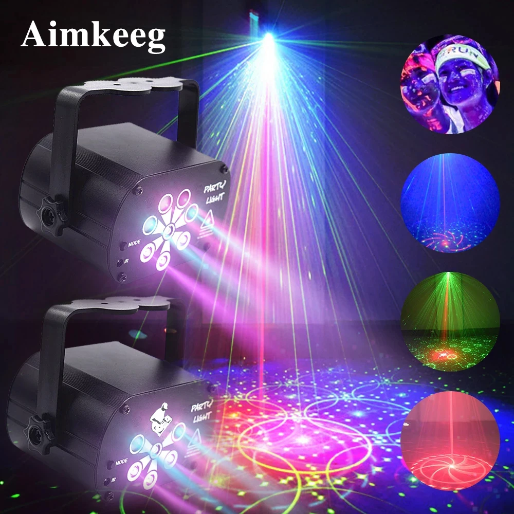 2021 New LED Stage Light Laser Projector Disco Lamp with Voice Control Sound Party Lights for Home DJ Laser Show Party Lamp