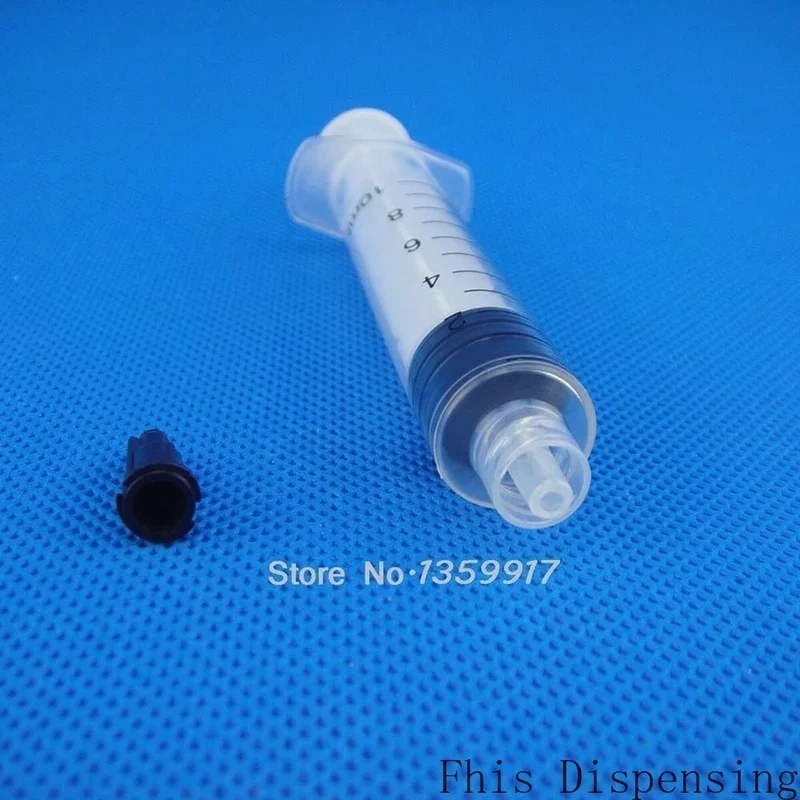 10ml Luer Lock Industrial Dispensing Syringes Glue Syringe Sealant Epoxy Syringe Liquid Dispenser with Black Tip Cap Pack of 50