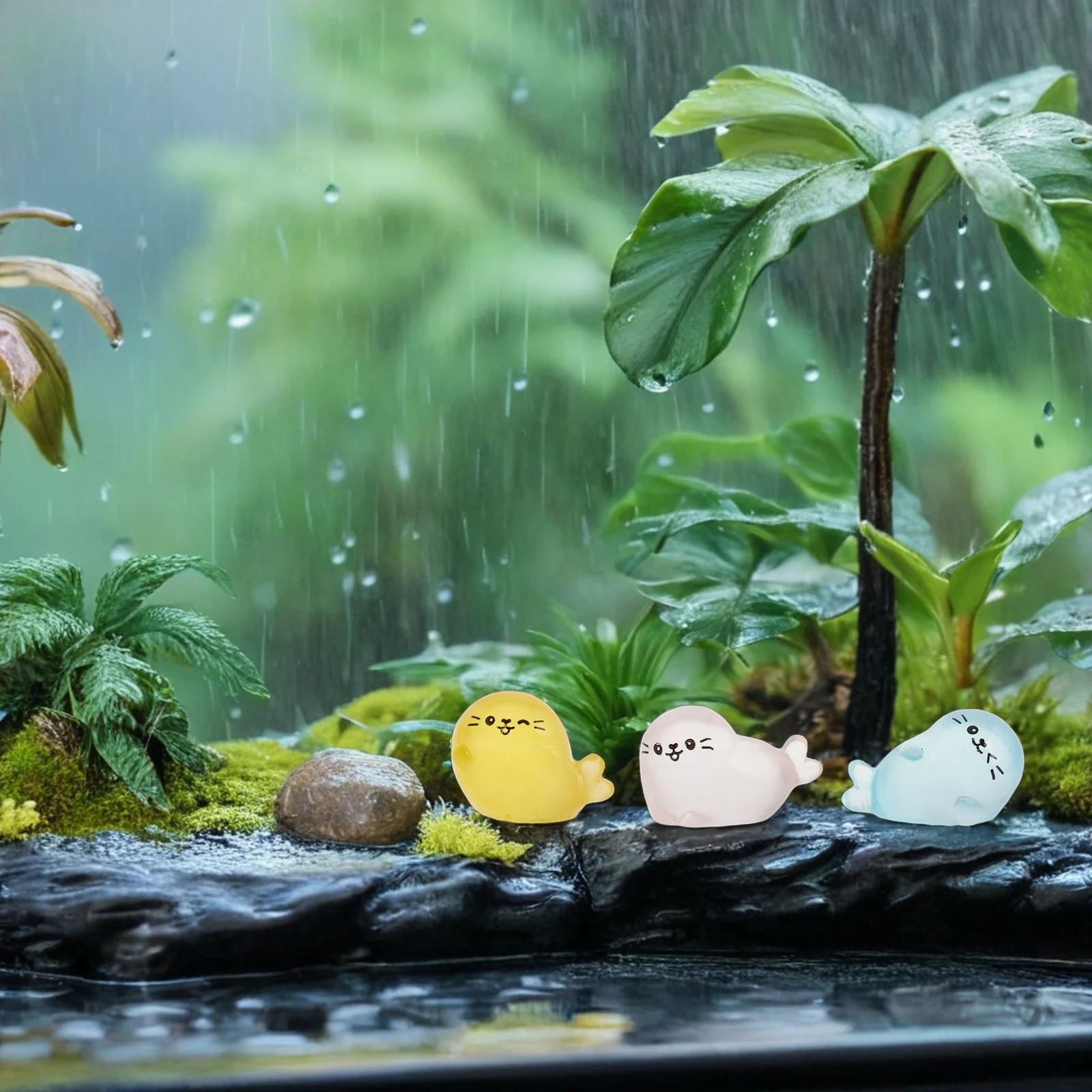 

6Pcs Miniature Resin Seal Micro Landscape Decoration Cute Mini Marine Seal for Fairy Garden Terrarium Desktop Accessories