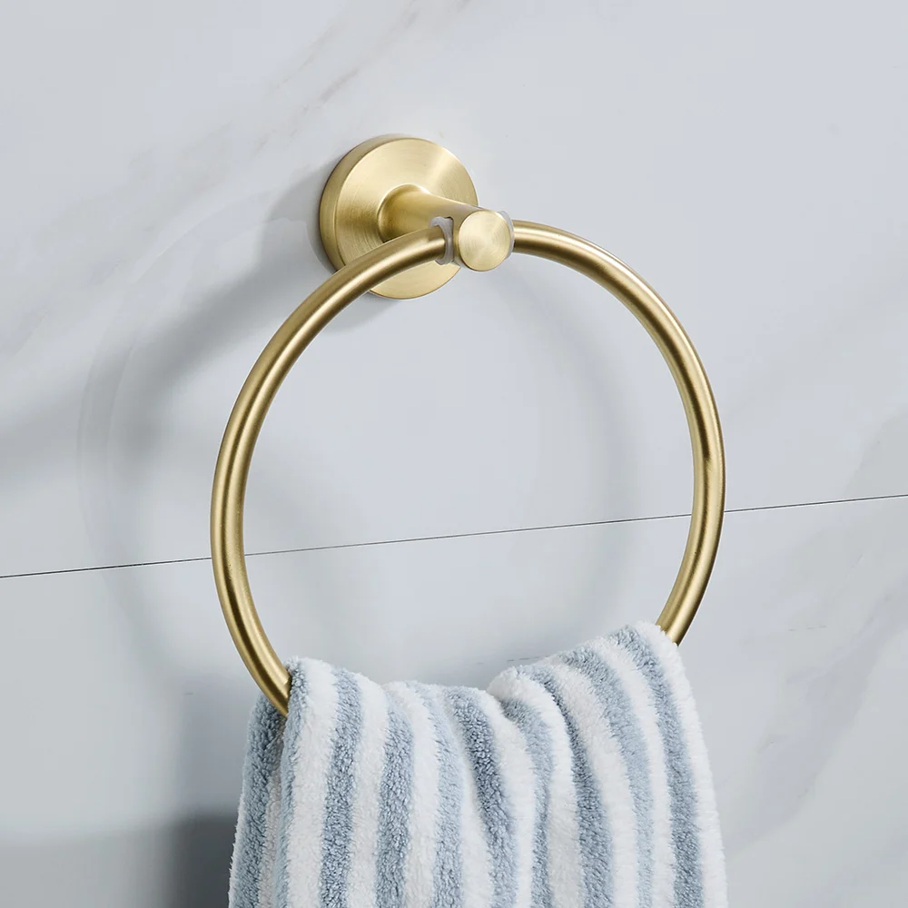 Brushed Gold Wall Mount Shelf Toilet Bath Hardware - Paper Holder Towel Bar Rack Robe Hook Hanger - Bathroom Storage Accessories