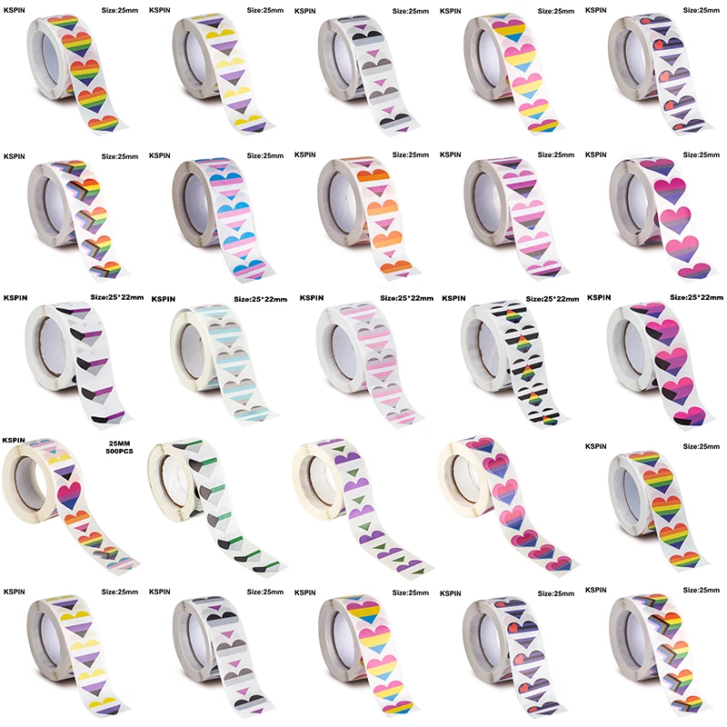 500PCS Paper Sticker Progress Pride Paper Sticker Label Packaging Seals Crafts Favor Tag Toppers Labels