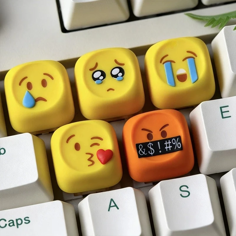 MAIMOOO Emoji Series Keycap 1PC Resin Material Custom Yellow Cute Keycaps for Mechanical Keyboard Personalized Supplement Key
