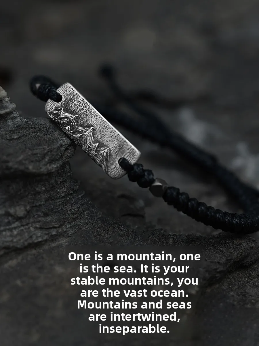 

Original Yinsu Couple Bracelets 999 Pure Silver Pair Sea Vow Mountain Promise Couple Style Rope Bracelets 520 Gifts