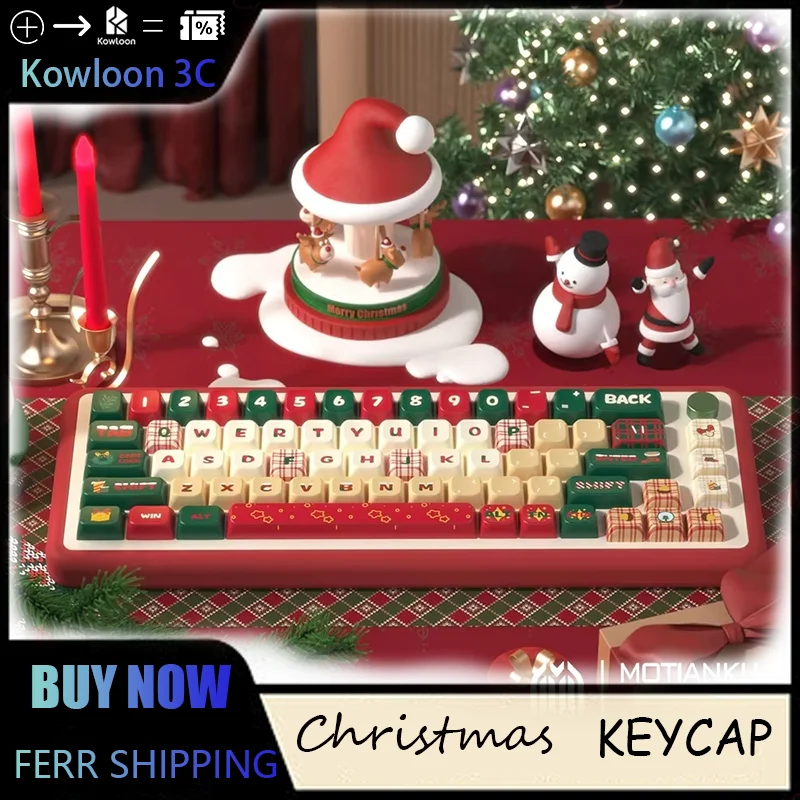 MOTIANKU Christmas Night Original Theme Keycaps Original/MDA Height 5-Face Thermal Sublimation Keyboard Caps Large Set Adaptable