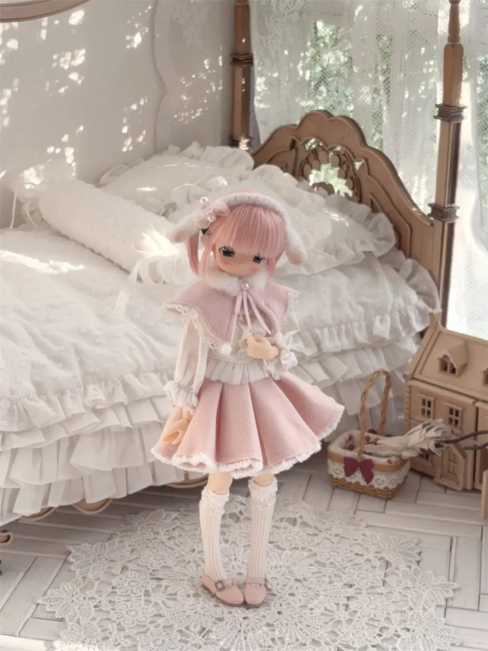 Azone/OB22 Platte zolen Laag uitgesneden Puntige neus Meerkleurig Mat lederen loafers Speelgoed Meisjes Dagelijks Zwart BJD Schoenen Popaccessoires