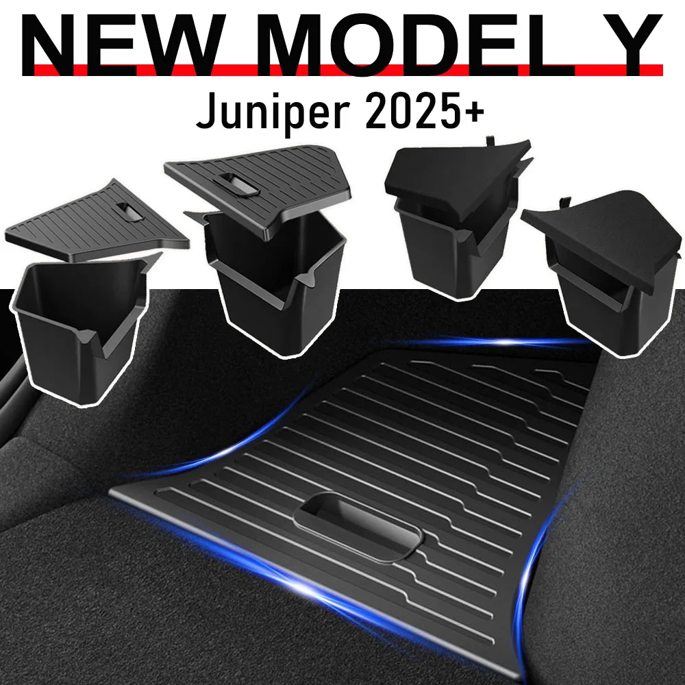 Trunk Storage Bin for 2025 2026 Tesla Model Y Juniper Rear Trunk Organizer Corner Storage Trunk Side Storage Packets Accessories