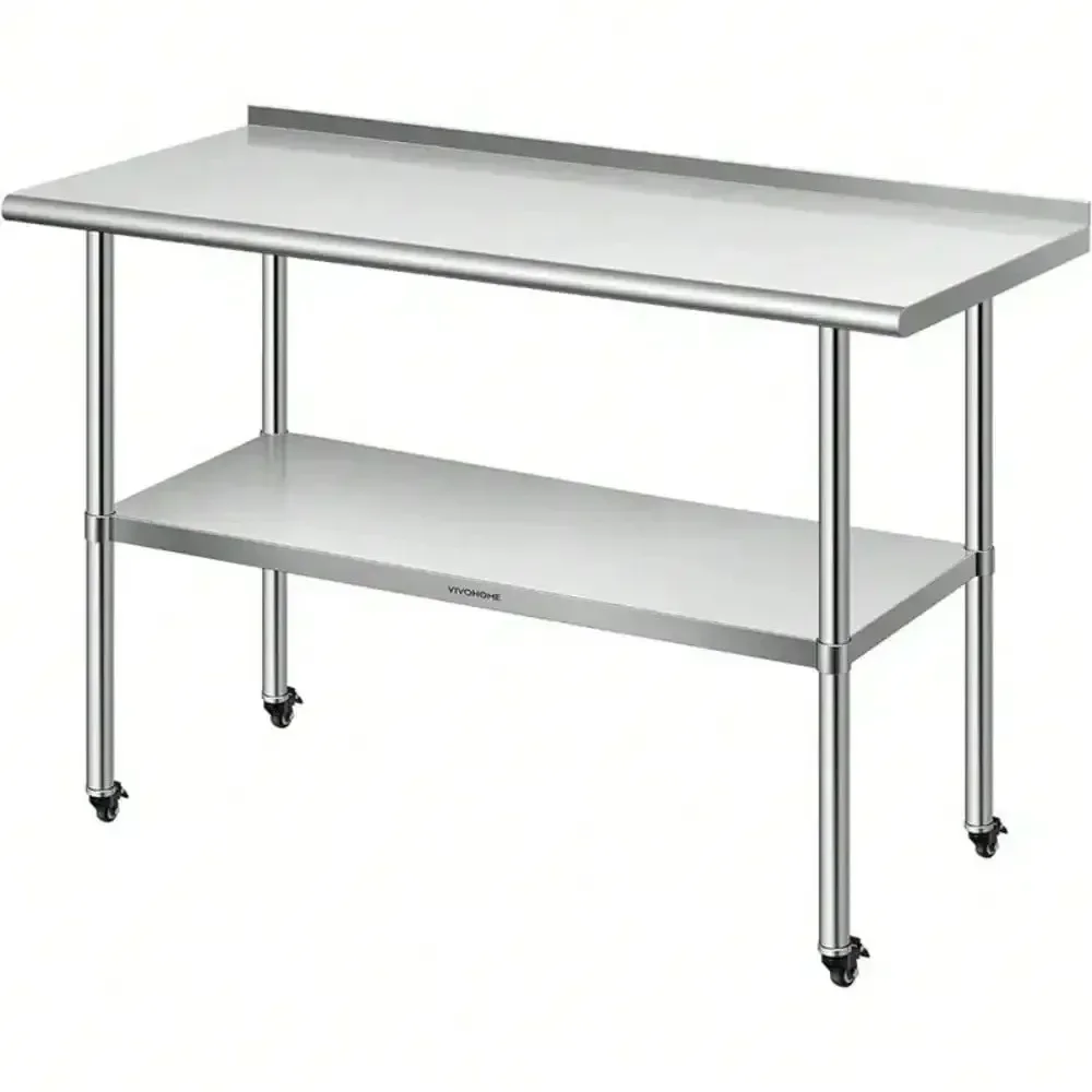 

24'' x 48'' Stainless Steel Work Table w/ Backsplash Food Prep Commercial Table