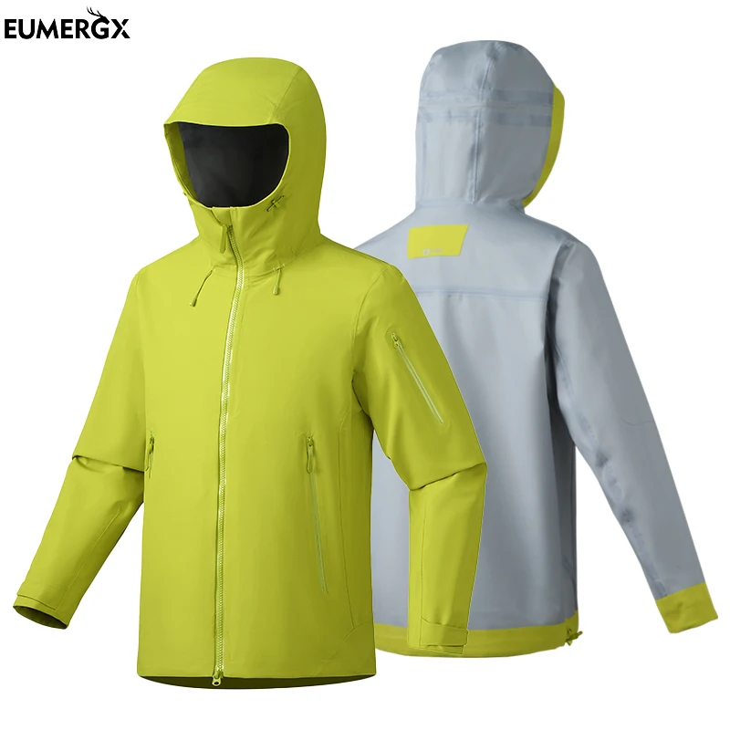 

EUMERGX Unisex Enhanced Waterproof Windbreaker Hiking Trekking Climbing Jacket Men Women Outdoor Heat-Sealed Seams Rain Coat