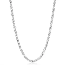 Shevalues 4mm Fiusem Silver Tone Cuban Link Chain High Quality Miami Cuban Stainless Steel Smooth Chain Necklace for Men Jewelry