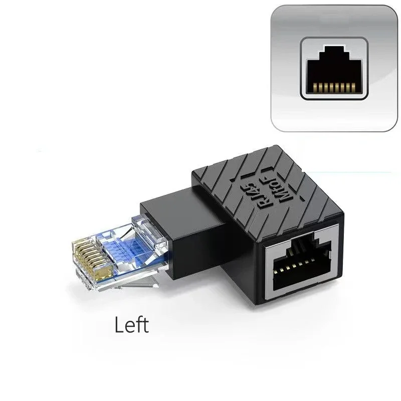 Adaptador Ethernet hembra a macho RJ45 8P8C de ángulo recto hacia arriba y hacia abajo, 90 270 grados, para ordenadores portátiles, PC, TV Box, enrutador, módem óptico