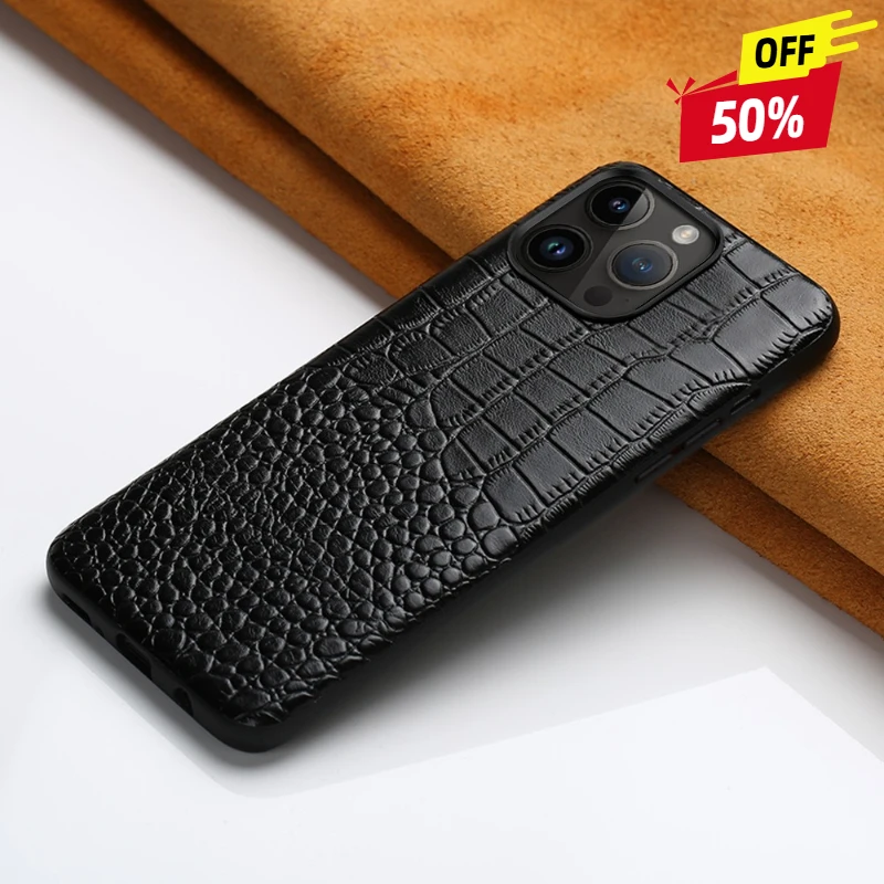 

Genuine Leather Phone Cases For iPhone 14 13 Pro Max 11 12 6 7 8 XR XS Max Capa Luxury Crocodile Pattern Business Cover Coque