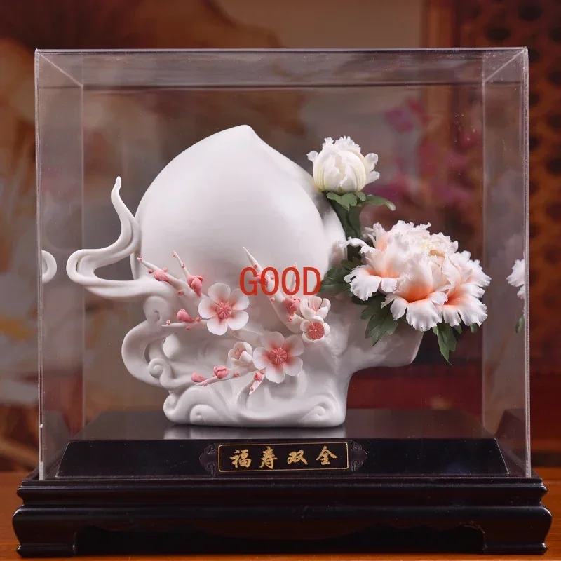 

Ceramic Flower Longevity Peach Birthday Gift Decoration Creative Birthday Gift for Elders