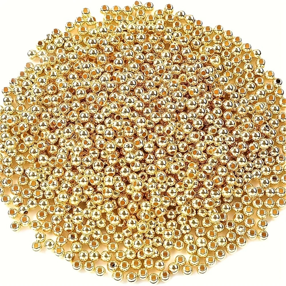 1200 Stück 4mm Acryl Gold Runde Perlen Dekorative Perlen DIY-Produktion Armband Halskette Ring und Handykette Geschenk