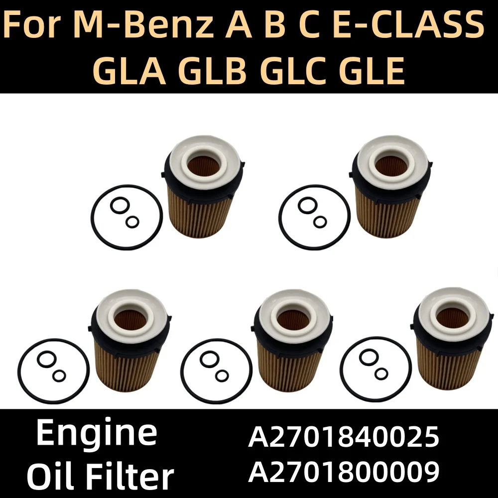 1/2/5/8 PCS Car Engine Oil Filter For M-Benz A B C E-CLASS GLA GLB GLC GLE W176 W242 W204 W212 A180 B200 C200 E300 A2701800009