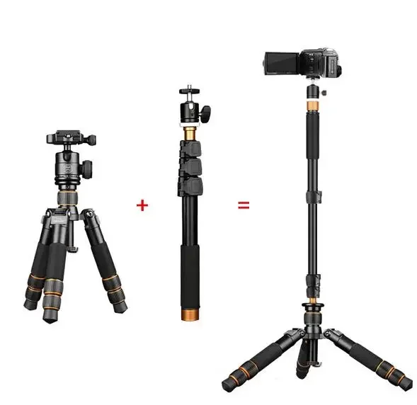 

QingZhuangshidai Q166A table mini tripod +Q148 selfie stick monopod with free phone holder for camcorder