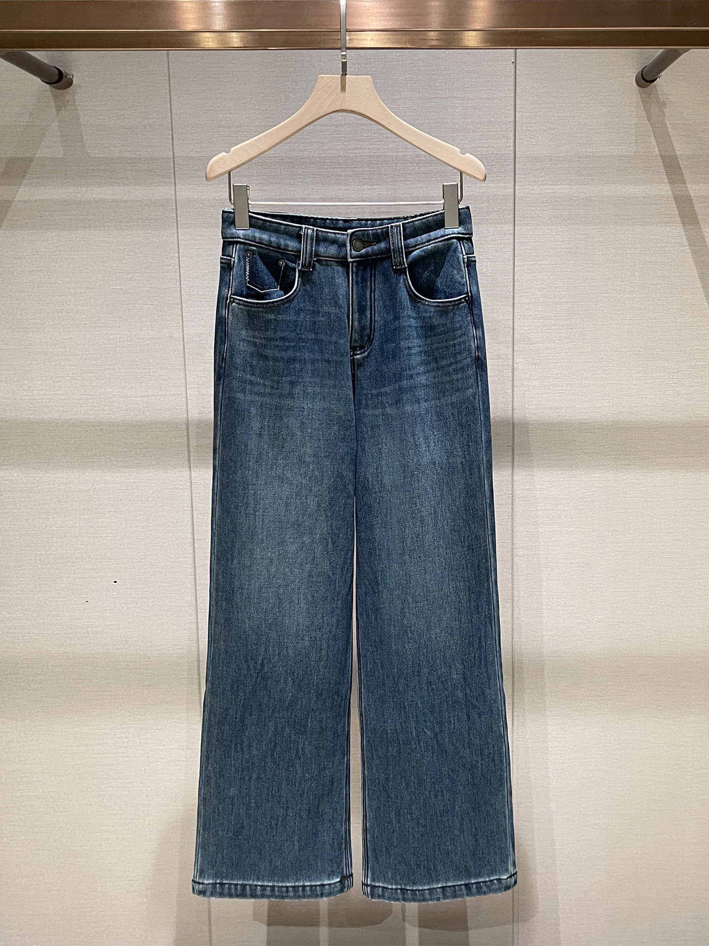 

Джинсы American Sle Fce на подкладке с высокой талией, утягивающие синие повседневные длинные брюки, Новое поступление зимы, дышащие, удобные женские...